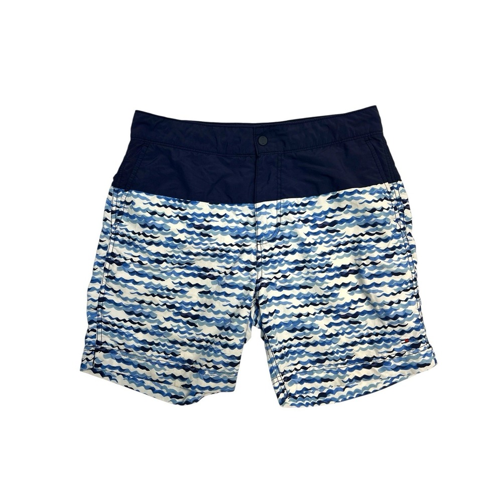 Men's Tommy Hilfiger Blue Swimming Trunks Board Shorts Lined Zip Up Fly‎ Size M